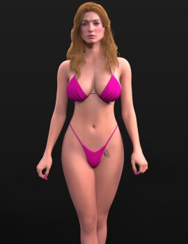 1girls 3d bikini blonde_hair female female_only original purple_bikini solo stormlux18 swimsuit