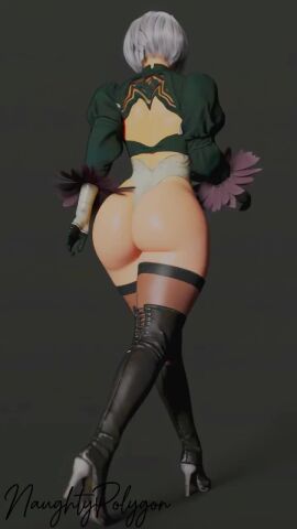 1girls 3d 3d_animation 3d_model animated big_ass facing_away fat_ass female jiggling_ass nier nier:_automata robot_girl tagme video walking yorha_2b