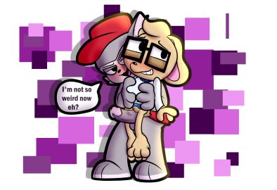 anthro bunny_girl_(catching_up) catching_up clay_(catching_up) female female/male furry male nerd wolf