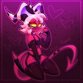 1boy bulge femboy gay helluva_boss imp male moxxie_(helluva_boss) prince_papaya solo tail