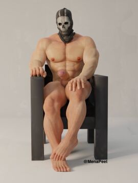 1boy 3d balls bara call_of_duty call_of_duty_modern_warfare_2_(2022) ghost_(modern_warfare_2) light-skinned_male light_skin male male_only mask masked masked_male menapeet_(artist) muscular muscular_male penis simon_riley sitting solo solo_male yaoi