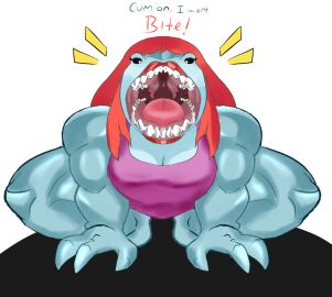 ambiguous_gender animal_humanoid anthro big_muscles bite blue_body bodily_fluids clothed clothing cum cum_in_mouth cum_inside dc dc_comics enter101 female fish fish_humanoid genital_fluids hair hi_res huge_muscles humanoid hungry hybrid king king_shark lipstick_on_face makeup male male/female marine marine_humanoid muscles muscular muscular_female muscular_thighs red_hair royalty shark_fin sharp_teeth solo teeth tongue tongue_bite vore