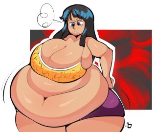 1girls 2019 absurd_res annoyed bbw belly belly_overhang black_hair blue_eyes boxmingle breasts cleavage fat fat_female female female_focus female_only hand_on_hip hips huge_belly huge_breasts long_hair looking_down morbidly_obese morbidly_obese_female nico_robin obese obese_female one_piece overflow overweight overweight_female plump pre-timeskip solo solo_female solo_focus wide_hips