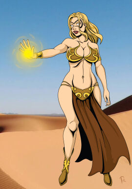 abs avengers belly_dancer belly_dancer_outfit blonde_hair boots breasts captain_marvel carol_danvers cleavage crossover domino_mask female fit fit_female harem_girl harem_outfit large_breasts loincloth marvel marvel_comics slave slave_bikini slave_girl slave_leia_(cosplay) slave_outfit star_wars tatooine white_eyes