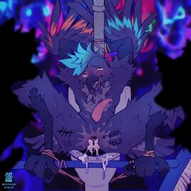 1:1 alphisen anthro anus avian bathroom beak beak_fetish bird blacklight blue_hairband blue_wing bodily_fluids bondage bound bound_together broom cade_harrow cleaning_tool corvid corvus_(genus) crow crowd crowd_scene crowded cum cum_covered cum_in_beak cum_in_mouth cum_inside feet free_use fur fur_markings gaping gaping_anus gay genital_fluids genitals group hi_res leaking_cum male marker markings messy oscine party_favor party_sex passerine penis public public_erection public_exposure public_nudity public_restroom public_sex public_use rave red_wing restraints rope rope_bondage sex talon_hands talons tapering_penis toes toilet toilet_seat wings