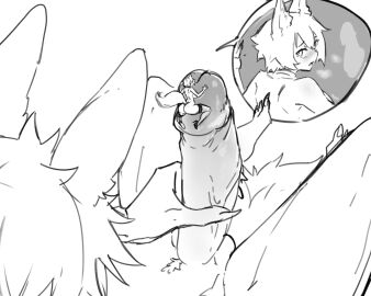 1boy 1girls animal_ears animal_tail ass balls female giant_male greyscale high_heels macro_male male male/female micro micro_female micro_on_macro micro_on_penis miniskirt mokotoko9 original panels penis pubic_hair sharp_nails short_hair shrunken_female straight testicles