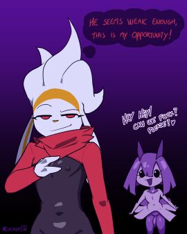 2boys cinderace cindy_(cuchuflin) cuchuflin femboy fur furry girly imminent_sex male male_kirlia pokemon pokemon_(species) raboot slim_waist yaoi