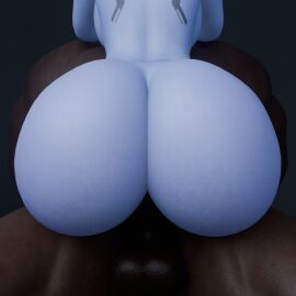 1boy 1girls 3d ass ass_focus big_ass big_penis blizzard_entertainment blue_body blue_hair breasts completely_nude cpt-flapjack dark-skinned_male dark_skin fat_ass female female_on_top huge_ass interracial large_ass male nude nude_female nude_male overwatch overwatch_2 penis ponytail sex thick_thighs thighs veiny_penis widowmaker