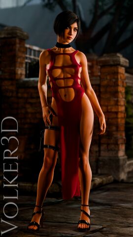 3d ada_wong black_hair breasts calves dress fanart feet female fit fit_female heels legs navel pinup posing resident_evil revealing_clothes skimpy skimpy_clothes standing tagme thighs toned toned_arms toned_belly toned_body toned_female toned_legs toned_stomach volker3d