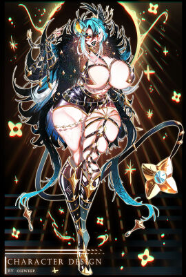 1girls 2024 2d 2d_(artwork) abs belt big_breasts black_lips blue_hair booty_shorts breasts child_bearing_hips cleavage covered_nipples female female_focus female_only hi_res high_heel_boots high_heels highres hips humanized humanized_pokemon large_breasts light-skinned_female light_skin looking_at_viewer luxray multicolored_hair ohweep pokemon pokemon_(species) pokémon_(species) red_eyes red_sclera skimpy skimpy_clothes skindentation slim_waist solo solo_female solo_focus tail thick_thighs thighhighs thighs toned toned_female two-tone_hair wide_hips