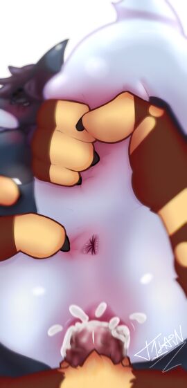 animal_genitalia anthro anthro_on_anthro anus ass ass_grab bear bodily_fluids breasts butt_grab cloaca close-up cum cum_in_pussy cum_inside duo erection first_person_view fish fur futanari genital_fluids genitals hand_on_ass hand_on_breast hand_on_butt herm hi_res intersex intersex/male male male_penetrating mammal marine nude penetration penis pussy rough_sex sex shark simple_background spread_anus spreading tail tail_grab tears tears_of_pleasure thet1tain161 tito