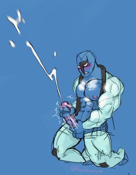 balls bara big_penis blush boner cum erection male male_only masturbation nintendo on_knees orgasm penis pigeonpantonium pokemon sawk solo solo_male yaoi