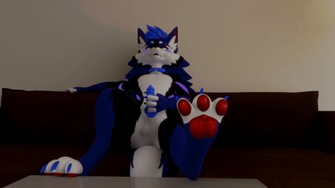 3d_(artwork) 3d_animation animated anthro digital_media_(artwork) furniture genitals inside male masturbation novabeast novacat nude paws penis rombocat sofa solo
