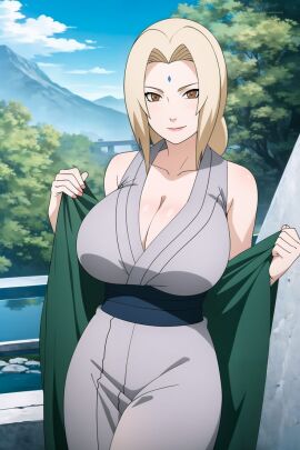 1girls background bangs bare_shoulders big_breasts blushing blushing_female breasts brown_eyes cleavage cougar enormous_breasts eyes female female_only forehead_mark fully_clothed green_clothing hokage huge_breasts light-skinned_female light_skin lips lipstick long_hair looking_at_viewer mature_female milf mouth nails nails_painted naruto naruto_(series) naruto_shippuden pale-skinned_female pale_skin perfect_body seductive seductive_eyes seductive_look seductive_smile shiny_skin smile solo solo_female temptation tsunade unique_hair white_skin