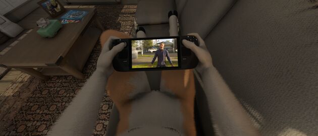3d_(artwork) absurd_res anonymous_artist anthro biped casual_nudity coffee_table cuntboy cuntboy_pov deer detailed detailed_fur digital_media_(artwork) dreamworks first_person_view fur furniture gaming genitals helldivers hi_res intersex intersex_pov lying lying_on_sofa mammal on_sofa playing_video_game pussy shrek_(character) shrek_(series) sofa solo steam_deck unity_(engine) video_game_reference vulva