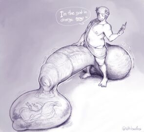 1boy after_vore balls cock_vore condom condom_on_penis cum cum_digestion cum_in_condom digestion foreskin human hyper hyper_balls hyper_genitalia hyper_penis loose_foreskin male male_focus male_only monochrome penis solo solo_focus speech_bubble uncircumcised unretracted_foreskin vore winlewdles