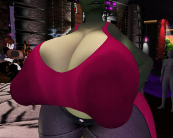 big_breasts breasts cleavage female ferialexonar furry huge_breasts tagme thick_thighs wide_hips