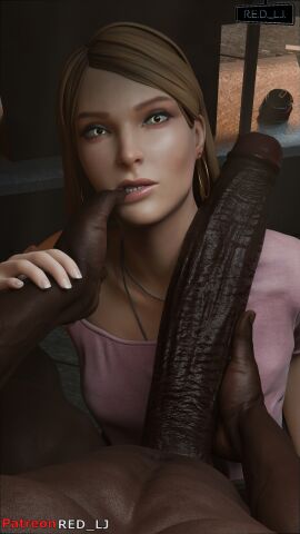 1boy 1girls 3d 3d_(artwork) blender_(software) blonde_hair cock_worship dark-skinned_male dark_skin enormous_penis female green_eyes huge_cock huge_penis hyper hyper_penis imminent_oral interracial life_is_strange life_is_strange:_before_the_storm long_penis male massive_penis partial_male patreon_username penis penis_awe rachel_amber red_lj thick_penis