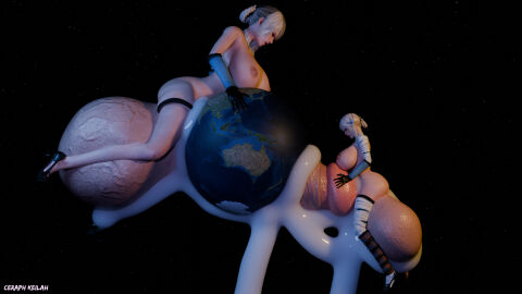 2futas 3d areolae balls balls_bigger_than_head big_breasts breasts ceraph_keilah cum docking earth erect_penis erection excessive_cum futa_giantess futa_on_futa futa_only futanari giantess huge_balls huge_cock hyper hyper_balls hyper_penis intersex kaine_(nier) light-skinned_futa light_skin macro mostly_nude nier nier_replicant nipples nude nude_futa oversized_balls penis penis_size_difference planet planet_destruction selfcest sex size_difference testicles urethral_insertion white_hair