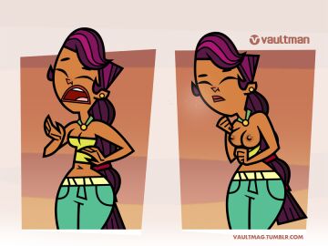 2d accurate_art_style african_female braid busty dark-skinned_female dark_skin female female_focus female_only hourglass_figure nipples purple_hair sierra_(tdi) sneeze tagme total_drama_island vaultman wardrobe_malfunction wide_hips