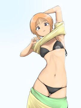 1girls arms_behind_head arms_up artist_request bikini bikini_bottom bikini_top black_bikini black_bikini_bottom black_bikini_top black_bra black_panties black_swimsuit black_thong black_underwear blue_eyes blush bra elpeo_ple female female_focus female_only flat_chest flat_chested g-string ginger_hair gundam gundam_zz hi_res high_resolution highres light-skinned_female light_skin looking_at_viewer looking_down mobile_suit_gundam orange_hair pale-skinned_female pale_skin panties petite pinup pose posing solo solo_female solo_focus standing swimsuit teenage_female teenager thong underwear undressing very_high_resolution