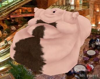 1boy anthro chair furniture hi_res human male mall mammal morbidly_obese morbidly_obese_male nude nude_male obese obese_male overweight overweight_male padama solo