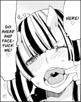 1girls 2017 blush english_text face_fucking facefuck female female_focus female_only finger_in_mouth fishhooking heart inviting inviting_to_oral kikuta manga_page mouth mouth_open one_eye_closed oni oni_female oni_horns open_mouth oral oral_invitation oral_sex original_character presenting_mouth presenting_throat solo solo_female solo_focus sweat the_oni_in_the_room two-tone_hair