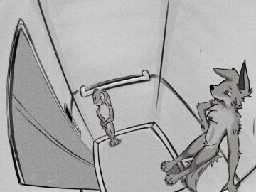 2d_animation animated anthro belly bulge camera_view canid canine canis digital_media_(artwork) duo elevator female lagomorph leporid male male/female mammal narrapousa predador predator/prey prey_(disambiguation) rabbit tail voracious vore wolf