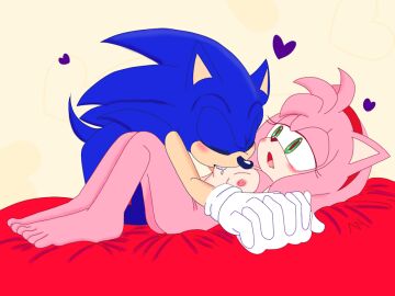 amy_rose anthro breast_play breast_sucking breasts duo eulipotyphlan female hand_holding hedgehog male male/female mammal sega sonic_(series) sonic_the_hedgehog sonic_the_hedgehog_(series) sucking unknown_artist