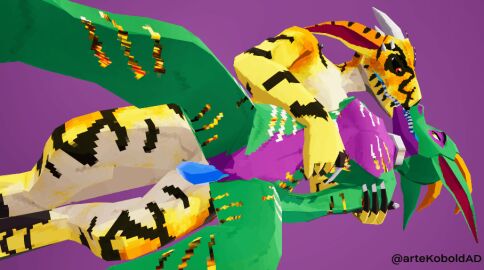 3d animated anthro cel_shading claws collar collar_only digital_media_(artwork) duo erection female female_penetrated genitals horn kobold kobold_dellarte kret low_poly male male/female male_penetrating male_penetrating_female metal_collar nude penetration penis pussy reptile scalie sex shaded short_playtime simple_background tail vaginal_penetration vijaya