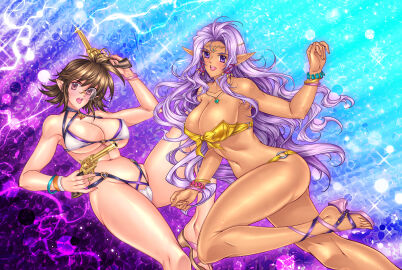 breasts cheerleader_(disgaea) cleavage disgaea disgaea_3 female guns gunslinger_(disgaea) john_r large_breasts nippon_ichi_software thick_thighs thighs