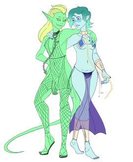 1girls 1other 2024 2d ambiguous_gender androgynousnail bikini blonde_hair blue_hair blue_skin breasts collar double_trouble double_trouble_(she-ra) female fishnets genderswap genderswap_(mtf) green_skin peekablue penis rule_63 she-ra_and_the_princesses_of_power