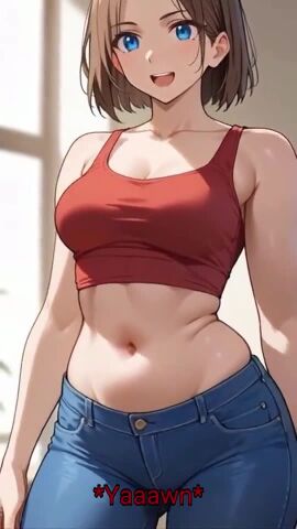 ai ai_animation ai_art ai_assisted ai_generated animated belly belly_button_penetration bellyjob blue_eyes brown_hair clothed_female clothed_female_nude_male cum_in_navel cum_inside cum_on_body dialogue friendly handjob jeans low_rise_jeans midriff midriff_baring_shirt navel navel_fetish navel_penetration tagme vertical_video video