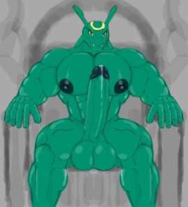 abs absurd_res anthro balls big_balls big_muscles big_pecs big_penis bodily_fluids chair erection fangs furniture generation_3_pokemon genital_fluids genitals green_body hehdgd hi_res huge_balls huge_cock huge_pecs hyper hyper_genitalia hyper_penis leaking_precum legendary_pokemon looking_at_viewer male muscles muscular muscular_anthro muscular_legs muscular_male nintendo nipples nude pecs penis pokemon pokemon_(species) precum rayquaza sitting smile solo teeth throne