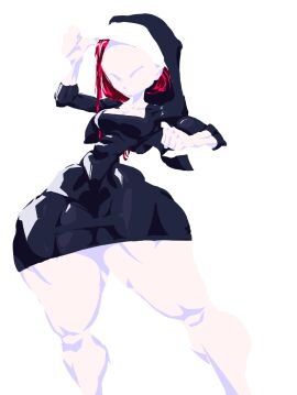 alternate_color alternate_version_at_source alternate_version_available battle_nun big_forehead big_thighs bottom_heavy breasts christian_cross christianity colored cross dagger female forehead_mark forehead_tattoo hips hips_wider_than_shoulders huge_thighs looking_at_viewer muscular muscular_arms muscular_female muscular_legs muscular_thighs no_lineart nun nun's_habit nun_habit nun_outfit pout seal short_sword thick_thighs thighs wide_hips young young_female zommbay