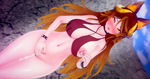 1girls 3d ass big_ass big_breasts big_thighs bikini bikini_top blush bodily_fluids breasts collar deluxe_rosie dripping dripping_pussy female female_only fingers fingers_on_pussy half-dressed heart-shaped_pupils hellhound horns indie_virtual_youtuber light-skinned_female light_skin looking_at_viewer multicolored_hair nipple_play nipple_tweak no_panties open_mouth outdoors pubic_tattoo pussy pussy_juice self_fondle sinder_(vtuber) spiked_bracelet virtual_youtuber wet_pussy wolf wolf_ears wolf_girl