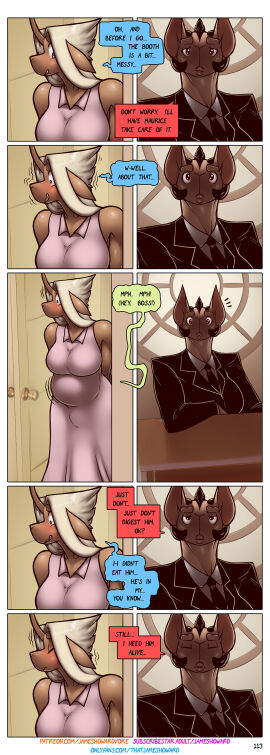 1boy 2futas absurd_res anal anal_vore anthro anthro_only comic demon dialogue female futa_focus futa_giantess futa_on_male futa_with_futa futa_with_male futanari giantess group hi_res intersex intersex/male james_howard large_female lucy_(james_howard) male maurice_(james_howard) mini_giantess onlyfans patreon stomach_bulge subscribestar tina_(james_howard) trio vore