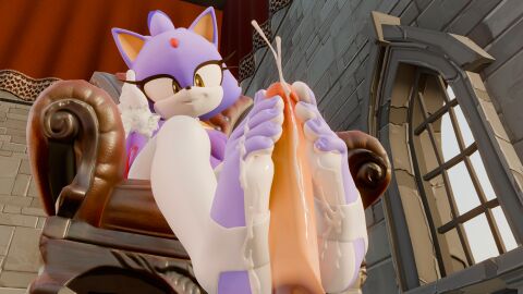 3d 3d_(artwork) anthro blaze_the_cat bodily_fluids clothing cum cum_on_feet digital_media_(artwork) domestic_cat duo ejaculation erection feet felid feline felis female foot_fetish foot_play footjob fur genital_fluids genitals gloves handwear hi_res male male/female mammal multicolored_body multicolored_fur penis purple_body purple_fur sega sex smile soles sonic_(series) sonic_the_hedgehog_(series) twintails3d two-tone_body two-tone_fur white_body white_fur yellow_eyes