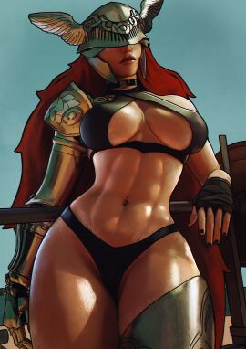 1girls abs ass athletic athletic_female belly_button big_ass big_breasts breasts elden_ring female female_only fromsoftware malenia_blade_of_miquella pierced_belly_button piercing prosthetic prosthetic_arm red_hair sfrinzy thick_thighs