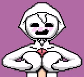 1girls 2021 2d 2d_(artwork) animated big_breasts big_penis black_eyes blush breasts disembodied_penis edith_(the_binding_of_isaac) erect_penis erection female half-closed_eyes holding_breast holding_breasts hood light_skin male mitten_hands no_nipples open_mouth paizuri penis pixel_art purple_background short_hair simple_background smile the_binding_of_isaac titjob white_body white_hair