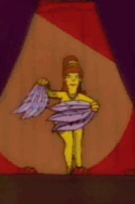 20th_century_fox 20th_century_studios accurate_art_style animated covering_body cropped cropped_video dancing feathers fully_nude official_animation official_art princess_kashmir red_hair screencap stripper the_simpsons thick_thighs yellow_body yellow_skin