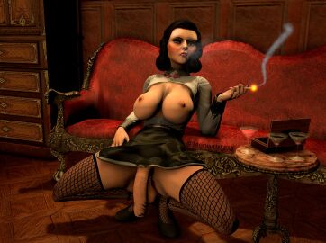 3d bioshock bioshock_infinite breasts busty elizabeth_comstock elmeowth-sfm futa_focus futa_only futanari going_commando hourglass_figure intersex no_panties squatting tagme wide_hips