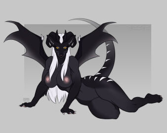 black_fur horns nastywolf613 skiba613 stripes tail white_hair wings