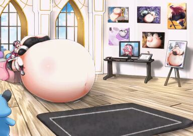 ass_expansion belly_inflation belly_touching_ground breast_expansion bursting_breasts escapefromexpansion gif hololive huge_areolae huge_nipples hyper hyper_belly hyper_pregnancy immobile pregnancy_expansion pregnant raora_panthera room_filling second-party_source sitting_on_sofa virtual_youtuber