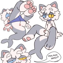 1boy 2024 :3 anthro anus ass balls bedroom_eyes clothed clothing collar countershade_butt countershade_face countershade_feet countershade_torso countershading digital_drawing_(artwork) digital_media_(artwork) domestic_cat english_text eyelashes eyelashes_through_hair feet felid feline felis femboy fish foreskin fur genitals girly grey_body grey_fur hair heterochromatic_eyes heterochromia hi_res humanoid_genitalia humanoid_penis hybrid looking_at_viewer lying male mammal marine narrowed_eyes nude on_back panties panties_down panties_only partially_clothed pawpads penis pop_(popstick) popstick presenting presenting_anus presenting_hindquarters rear_view seductive shark shark_tail simple_background sitting solo speech_bubble text topless translucent translucent_hair uncircumcised underwear underwear_down underwear_only whiskers white_background white_body white_fur white_hair