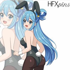 1girls aqua_(konosuba) blue_hair bunny_costume bunny_ears bunny_tail bunnysuit cosplay female female_only hfxpins kono_subarashii_sekai_ni_shukufuku_wo! solo