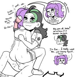 1dickgirl 2d anal anal_sex black_hair blush_lines clothing dick dickgirl erin_(ikeychain) futanari glasses glasses_removed hand_on_head heart-shaped_pupils ikeychain intersex nemona_(pokemon) original original_character penetration penis pokemon pokemon_sv purple_hair shivering smiling spot_color tagme trans_woman transfem uniform