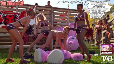 1boy 3d 5girls black_dildo boy_rape cheerleader closed_eyes clothed_female_nude_male dominant_female english_text erect_while_penetrated erection_while_penetrated female female_penetrating_male female_raping_male female_rapist female_voyeur femdom gangrape holding_strap-on imminent_spitroast male male_penetrated male_rape_victim malesub mascot_costume multiple_rapists multiple_strap-ons nude open_mouth patreon pegging pom_pom_(cheerleading) pom_pom_(clothes) pom_poms presenting_strap-on public_rape qos rabbit rough_sex strap-on strap-on_in_ass strapon submissive_male voyeur waiting_for_turn watching_rape watching_sex