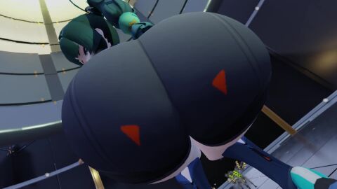3d android animated ass ass_focus ass_shake boots female fingerless_gloves from_behind giantess gloves green_eyes green_hair hair_bobbles hair_ribbon huge_ass jiggle kishi l leaning leaning_forward long_hair looking_back qingyi_(zenless_zone_zero) short_shorts shorts solo tagme twerking twintails very_long_hair video zenless_zone_zero