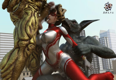1girls 2boys 3d alien alien_girl alien_humanoid breasts building building_destruction building_sex city cum excessive_cum female female_penetrated heroine human losing losing_fight male tight_clothing ultraman_(franchise) ultrawoman ultrawoman_katia